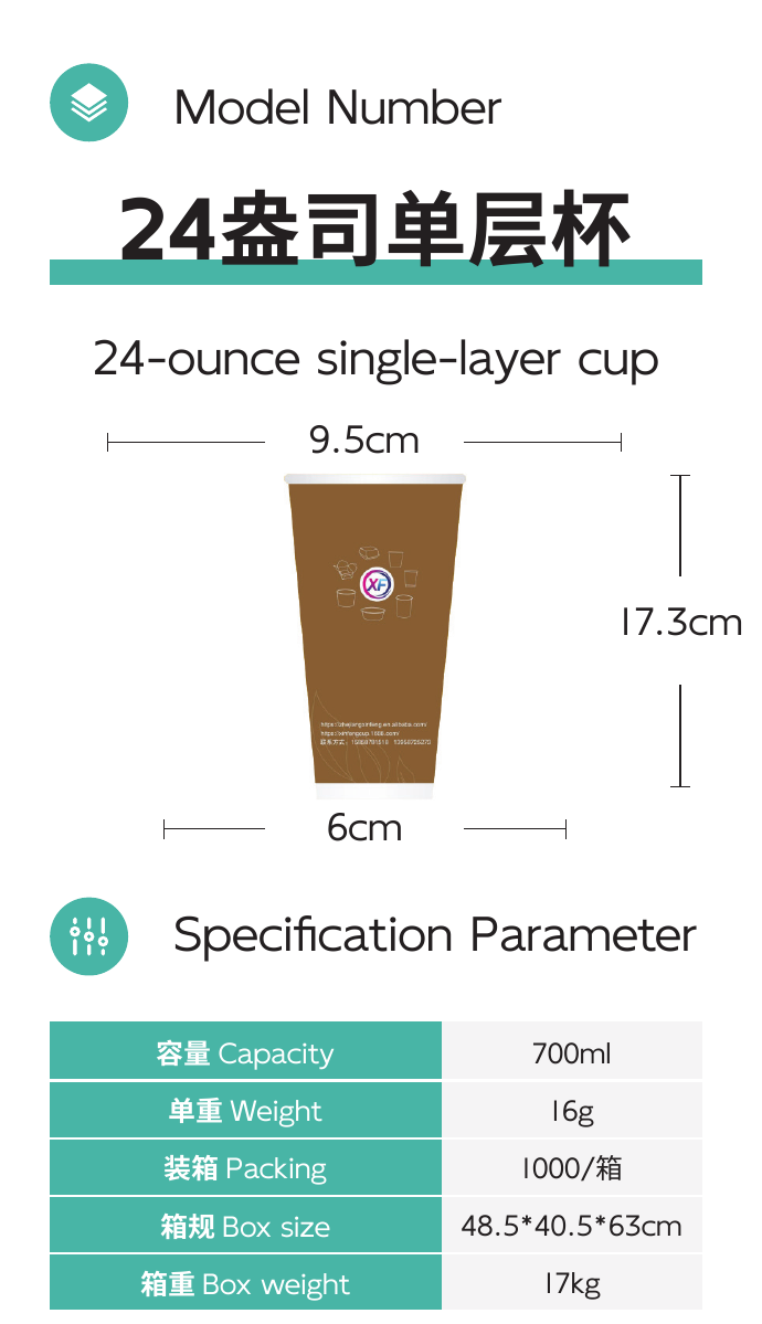 24-ounce single-layer cup full product area