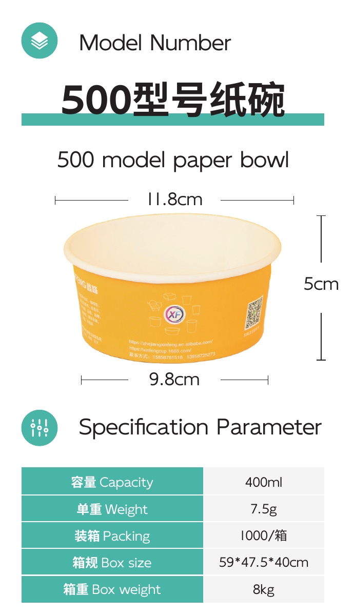 500 model paper bowl full product area