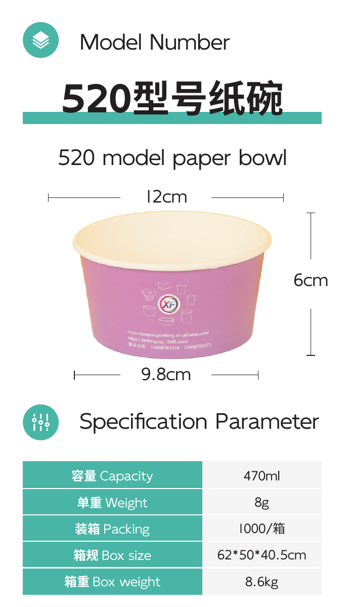 520 model paper bowl full product area