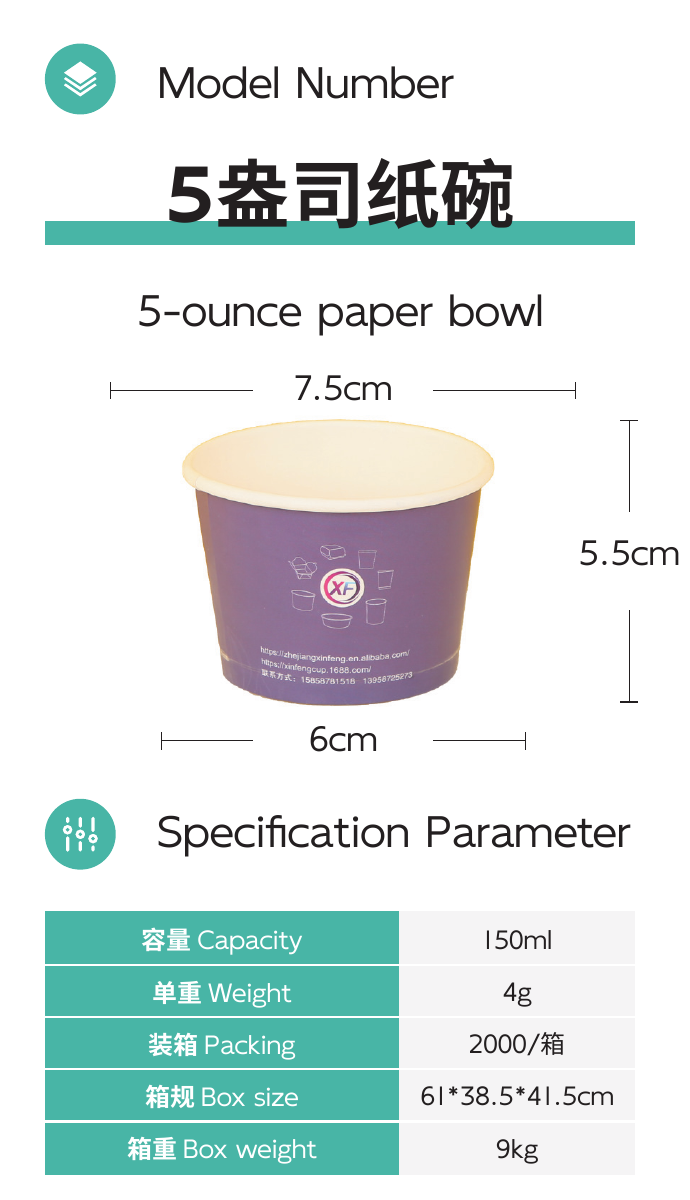 5-ounce paper bowl full product area