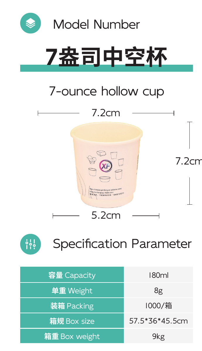 7-ounce hollow cup full product area