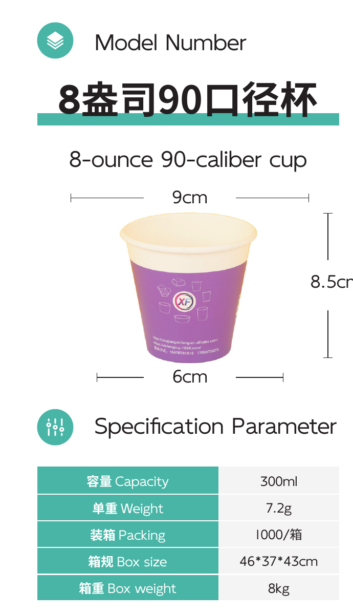 8-ounce 90-caliber cup full product area